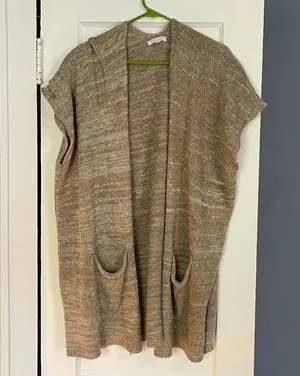 American Eagle chunky knit kimono one size neutral lagenlook oversized cozy fall thumbnail 1