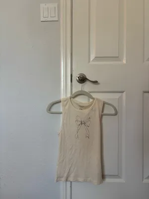 American Eagle Off-White Tank Top with Bow thumbnail 2