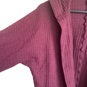 American Eagle Women Cardigan XS Burgundy Hooded Waffle Knit‎ Lounge Cozy Layer thumbnail 5