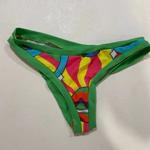 Colorful Cheeky Bikini Bottoms Size M High Cut Tropical Print Swimwear thumbnail 2