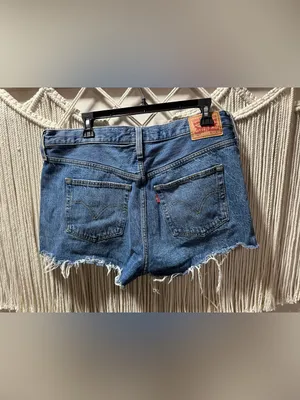 Levi's Blue Distressed Cutoff Denim Shorts thumbnail 5