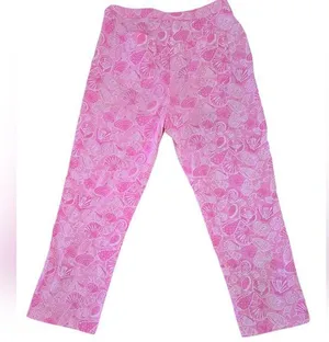 Lilly Pulitzer Womens Pink Seashell Cropped Straight Leg Pants Size 4 thumbnail 1