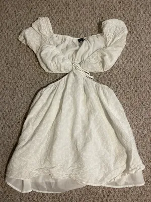 Pretty Little Thing White Lace Cutout mini Dress thumbnail 1