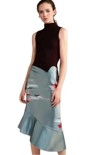 H&M Conscious Exclusive light green asymmetrical skirt Size 4 thumbnail 1