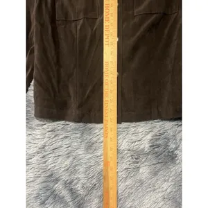 St John Sport Dark Brown Polyester Blend Faux Suede Snap Front Epaulet Jacket M. thumbnail 5