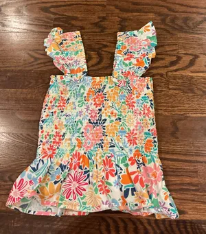 Floral peach love ruffle sleeve top thumbnail 2