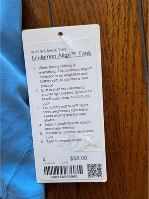 Lululemon Align Cropped Tank Padded Ocean Wave Size 4 NWT thumbnail 3