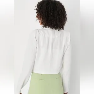 Lulus Miss Punctuality Ivory Cropped Lightweight Linen Blazer Small thumbnail 3
