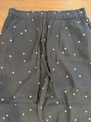 LOFT Black Polka Dot Wide-Leg cropped Pull-On Pants Size Small - C54-023 thumbnail 7