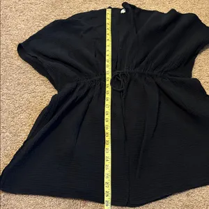 Aerie Black Gauze Tie Front Kaftan Cover Up Dress Size Medium thumbnail 7