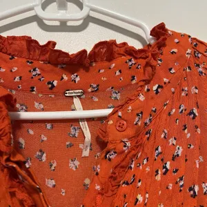 Free People‎ Rare Feeling Maxi Dress in Orange Pop Combo Size Small thumbnail 8