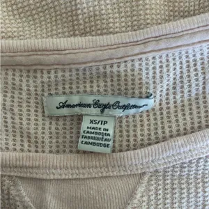 American Eagle Outfitters Metallic Waffle Knit Long Sleeve Top Size XS Pink thumbnail 2