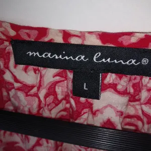 Marina Luna L Boho Coastal Red White Peasant Crop Top thumbnail 5