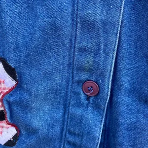 Grandmacore Christmas button down denim shirt women’s size medium santa claus thumbnail 3