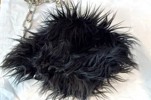 Widow Dolls Kill Black Shaggy Faux Fur Chain Shoulder Crossbody Bag Goth Y2K Emo thumbnail 11