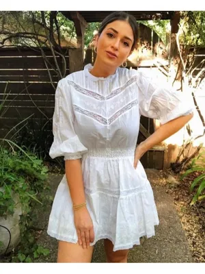 NWT LoveShackFancy x Target Talulah in White Pintuck Yoke Lace Trim Dress XS thumbnail 6