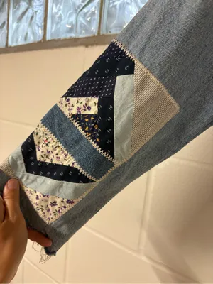 Abercrombie & Fitch Light Wash Patchwork Denim Jacket thumbnail 2