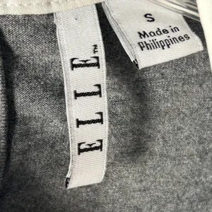 ELLE Women Gray White Layered Collared 3/4 Sleeve Shirt‎ Top Size S thumbnail 4