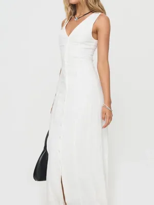 Princess Polly Summer Season Button Front Linen Blend Dress New! thumbnail 6