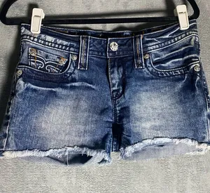 Rock Revival Distressed Dark Blue Denim Shorts with Frayed Hem size 28 Jodie thumbnail 1