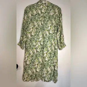 CAbi Faux Wrap Dress Green Tan Hawaiian Tropical Floral Leaf Boho Indie Sz Small thumbnail 10