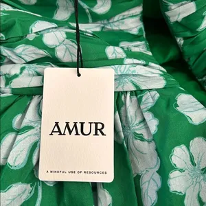 AMUR Martine Mini Dress, Green/White Floral, Size 10, NWT thumbnail 7