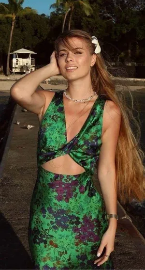 Zara maxi floral satin dress wedding evening party Floral Green Cutout Dress thumbnail 1