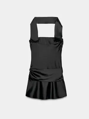 ZARA Satin Black Scarf Dress thumbnail 10