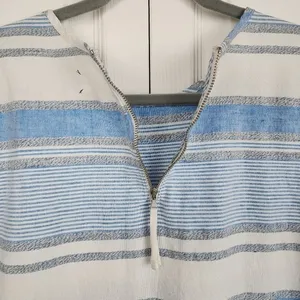 Lou & Grey Linen Cotton Striped Crop Top Blue White Grey Size M thumbnail 7