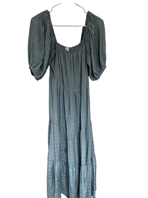 NSR Women's Puff-Sleeve Maxi Dress in Slate Blue thumbnail 2