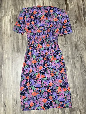 Vintage 80s 90s Positive Attitude Floral Rayon Midi Dress Small thumbnail 6