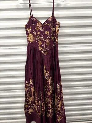 Hemant And Nandita Savi Maxi Dress Burgundy Floral Womens Size Small thumbnail 6
