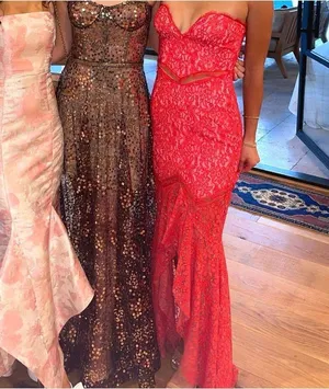 Lovers and Friends// Keva Gown in Red & Pink thumbnail 1