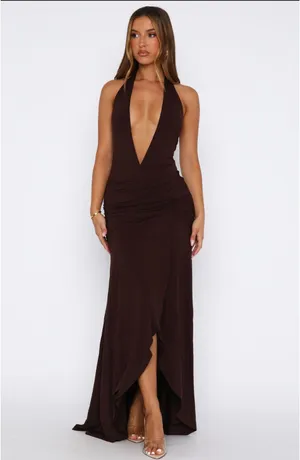 White Fox Grande Dame Maxi Dress Chocolate thumbnail 2