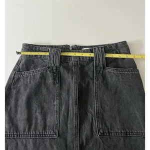 Free People Womens Skirt Black Size 8 Elisa Denim Distressed Slit thumbnail 6