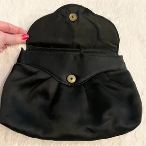 Vintage Black Satin Elegant Clutch Evening Bag thumbnail 2