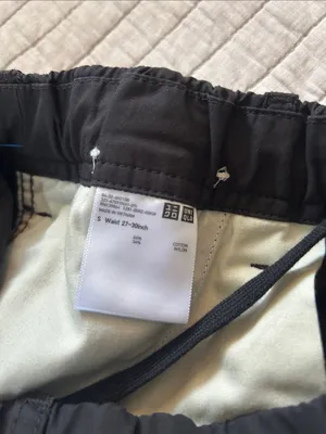 Uniqlo black cotton Wide Parachute Cargo loose baggy skater Pants Size S 27-30 thumbnail 6