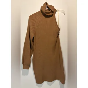 Anthropologie Wool Blend One Long Sleeve Ribbed Sweater Dress Turtleneck Size LP thumbnail 2