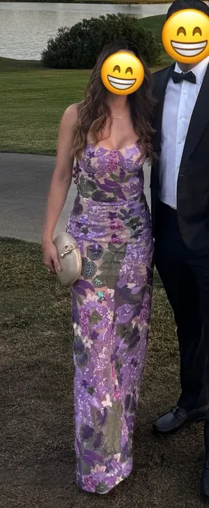 Bronx and Banco Strapless floral Gown thumbnail 1