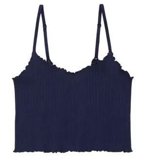 Aerie Seamless Rib Corset Bra Top Size Medium Navy Blue Lounge Crop Y2K Basic thumbnail 1