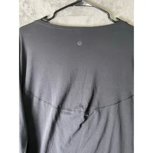 Lululemon Back In Action Long‎ Sleeve Dress Black Relaxed Pima Cotton Size 8 thumbnail 4