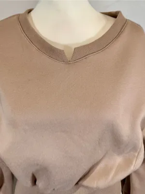 Mocha crop wide waistband sweatshirt top size medium thumbnail 3