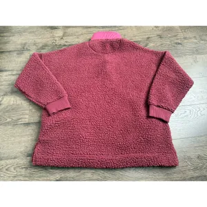 Aerie Women's Sherpa‎ pullover 1/4 zip Sweater Jacket Super Soft Wine Color Sz M thumbnail 4