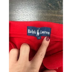 Ralph Lauren Women's Red Big Pony Polo Shirt Black Logo Size Medium thumbnail 2