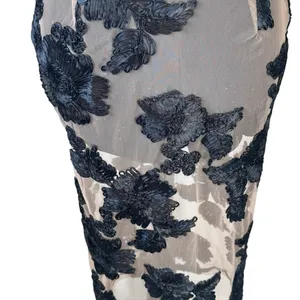 Luxxel Seduced Dress‎ with Halter Top Bodysuit and Sheer Floral Attached Skirt thumbnail 2