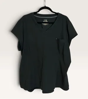 White Cross Black V-Neck Scrub Top 2XL with Pocket thumbnail 1