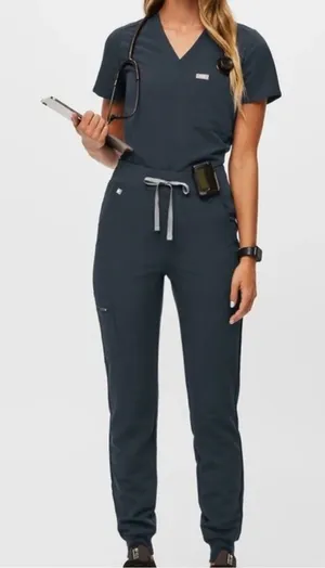 FIGS Catarina + High Waisted Zamora Jogger Scrubs Matching Set Dark‎ Harbor XS/S thumbnail 1