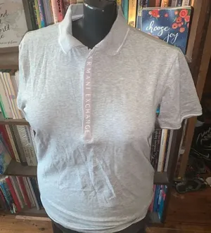 Armani Exchange slim fit preppy M gray polo shirt thumbnail 1