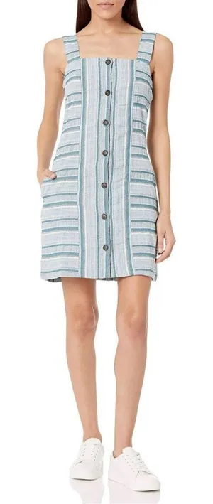 Womens Roxy Sweeter Sleeveless Striped Button Down Weekender Dress - Sz XS thumbnail 1