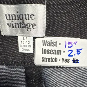 Unique Vintage Denim Shorts High Waist Stretch Black‎ w/ Pockets Size L thumbnail 2